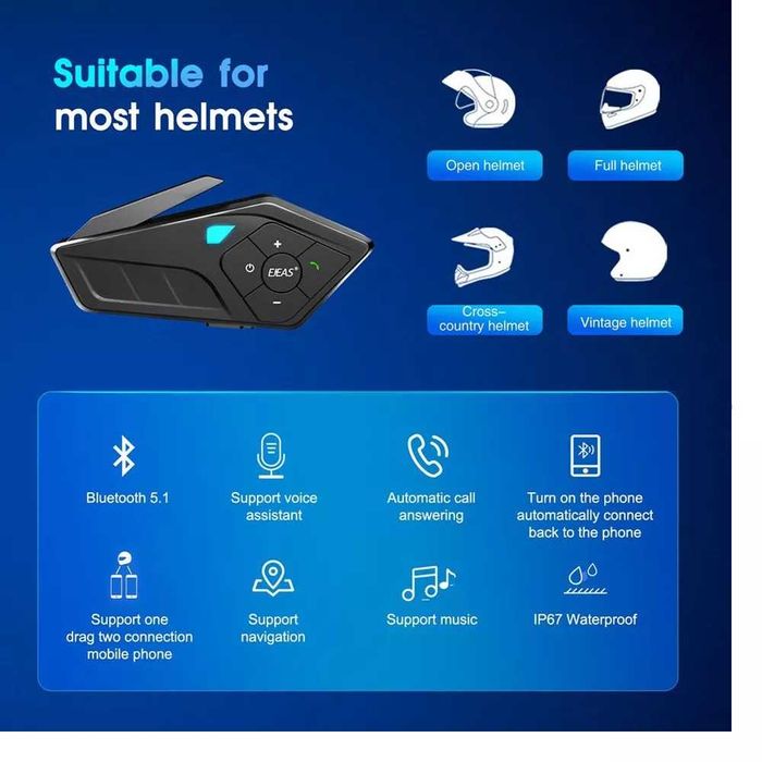 Ejeas E1PRO интерком за мото каска водоустойчив