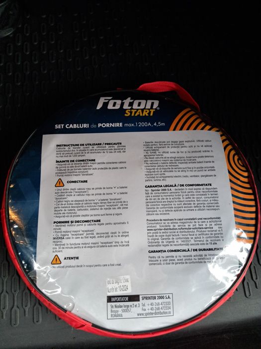 Cabluri pornire Foton 1200A 4,5 m