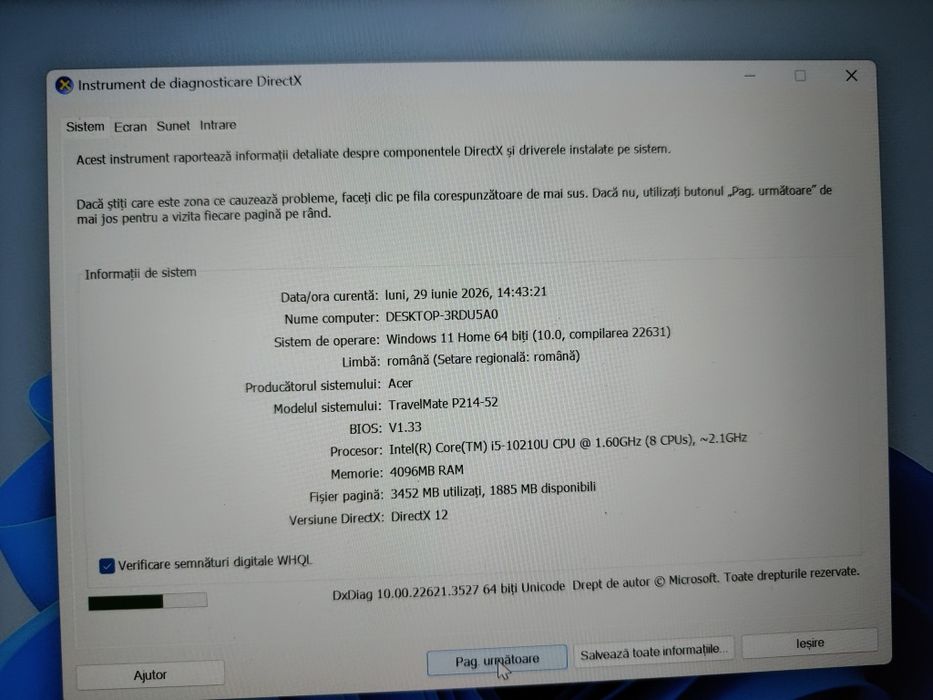 Laptop Acer/ 14 inch/ i5 gen 10/ ssd 128 gb/ 4 GB RAM