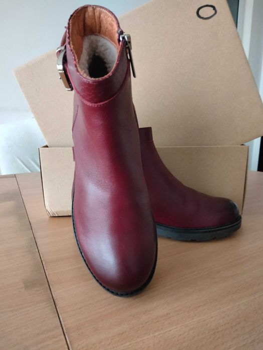 Ghete dama piele naturala imblanite marimea 37 visiniu - bordo noi