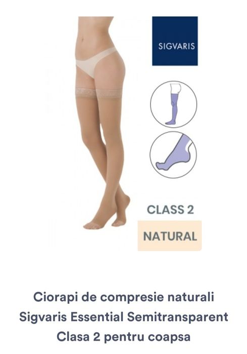 Ciorapi medicinali de compresie, varice SIGVARIS CCL 2, nr L plus medi