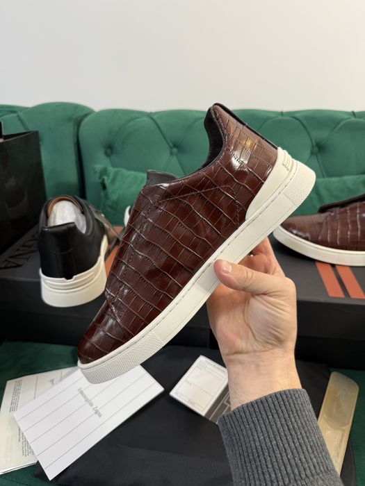 Adidasi eleganti Zegna piele naturala 100% Full Box colectie noua