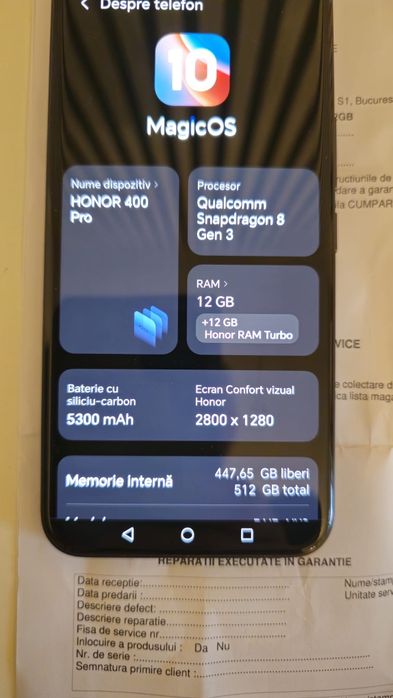 Honor 400 PRO Factura & Garantie