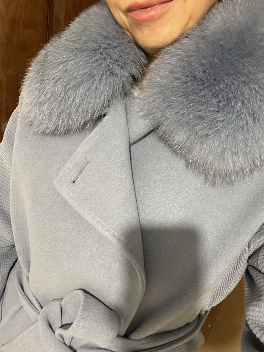 Ново палто от алпака лама и кашмир Кашмирено с яка от лисица