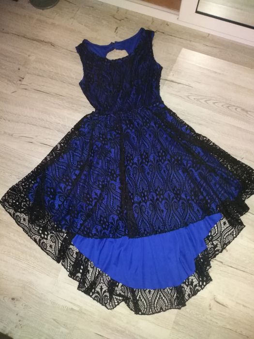 Rochie eleganta cu dantela neagra cu albastru