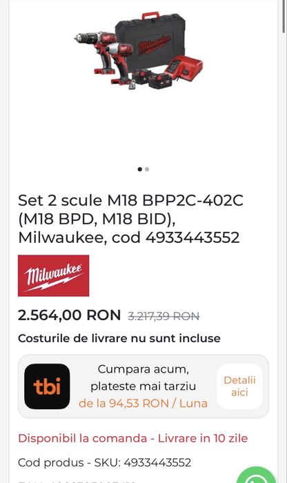 Set Filetante cu percutie Milwaukee M18 BPP2Q-402 4ah 18v