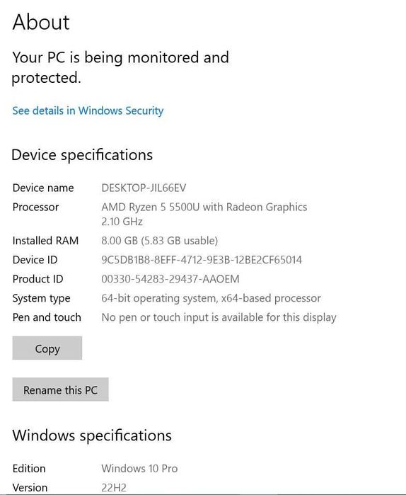 Лаптоп Lenovo ThinkBook 14 с 6-ядрен Ryzen 5 5500U 14" FHD, 256/8 GB