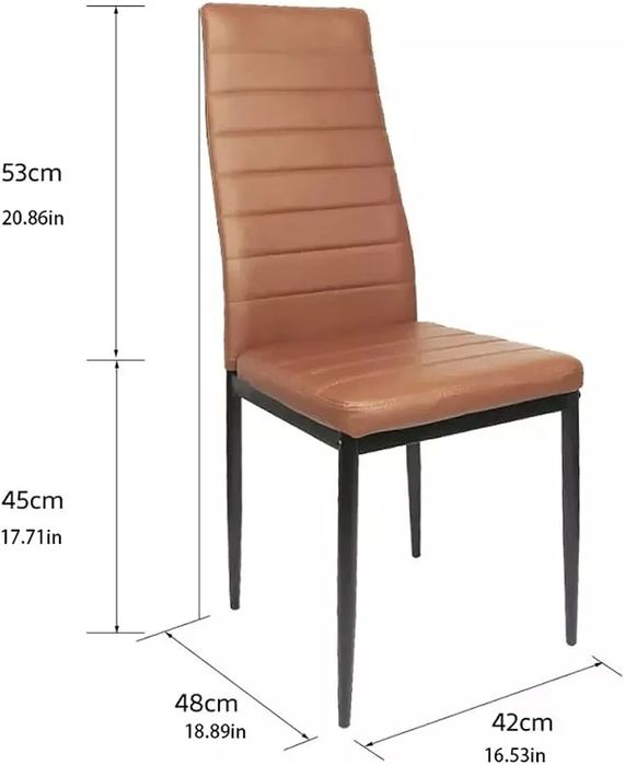 Кожен стол с  висока облегалка и здрави метални крака