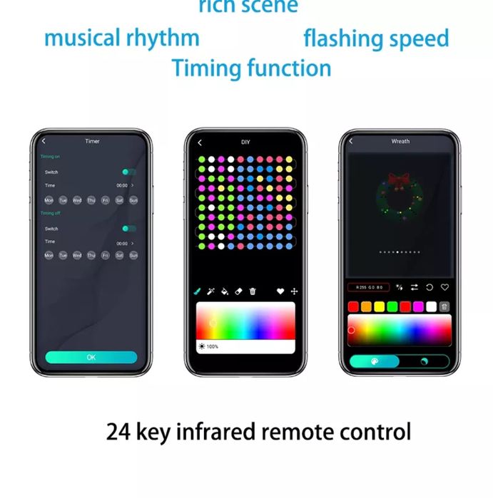 Instalație smart bluetooth rgb crăciun 10m