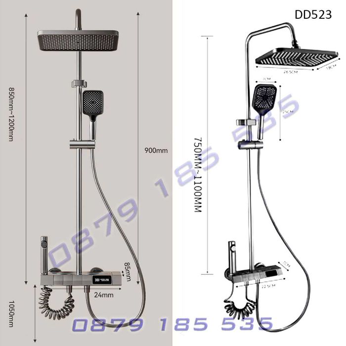 Луксозна душ система светещ смесител LED дисплей пита слушалка баня