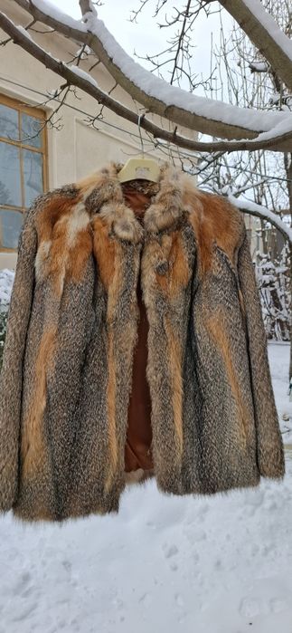 Haină piele de vulpe rosie