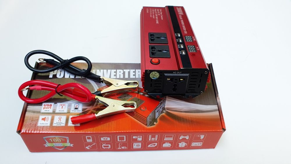 Invertor 2000w 12v sau 24v  220v vârf 4000w afisaje 3 prize 220v usb
