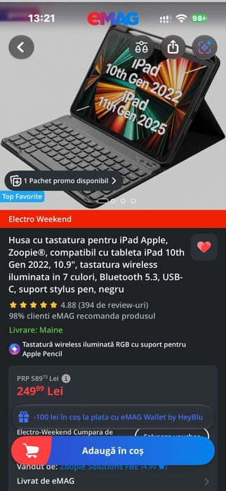 Husă cu tastatură iPad + Pen Zoopie (informații în descriere)