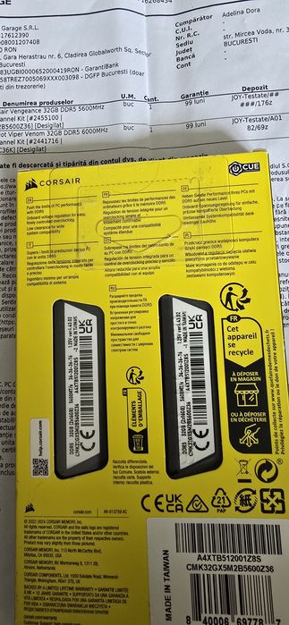 Ram Corsair Vengeance Kit 32Gb Ddr5 5600 Mhz CL36 Nou