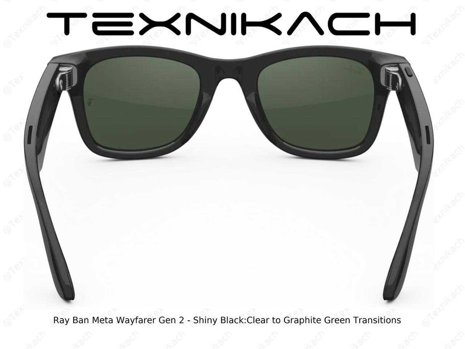 Ray Ban Meta Wayfarer Gen 2 - Shiny Black/Clear to Graphite Green