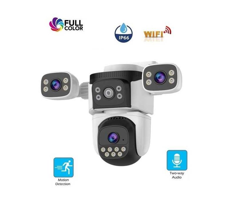 Три Обектива, двупосочен звук, WiFi Безжична IP Камера, Dual Light 30м