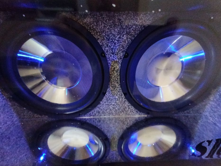 Subwoofer audio auto dublu 2x12 inch 2x800 wati bass masina doua difuzoare sioux