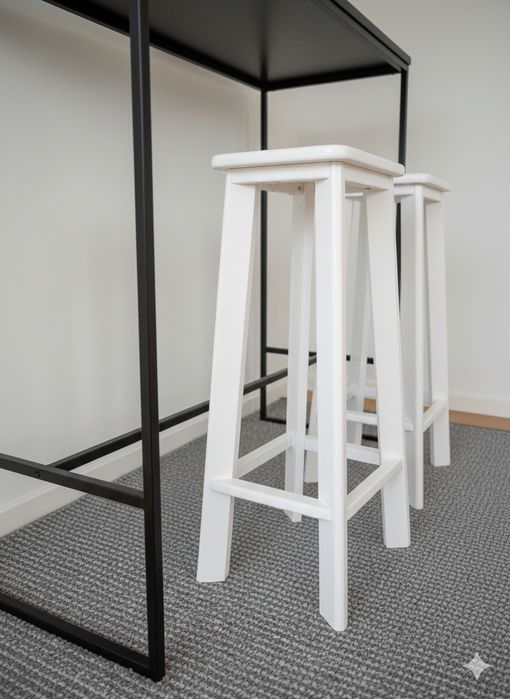 Бар маса с три стола нов комплект масивна дървесина и метал