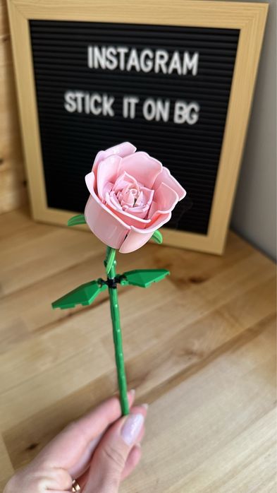 Вечна роза LEGO - 22см розова / червена