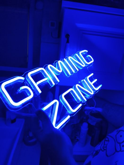Neon LED Gaming Zone – lumină albastră decor – nou