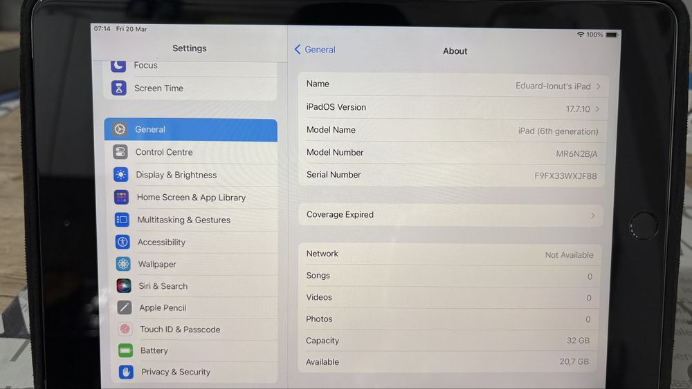 Vand iPad A1954 6th Gen 9,7 32GB WiFi + Cellular
