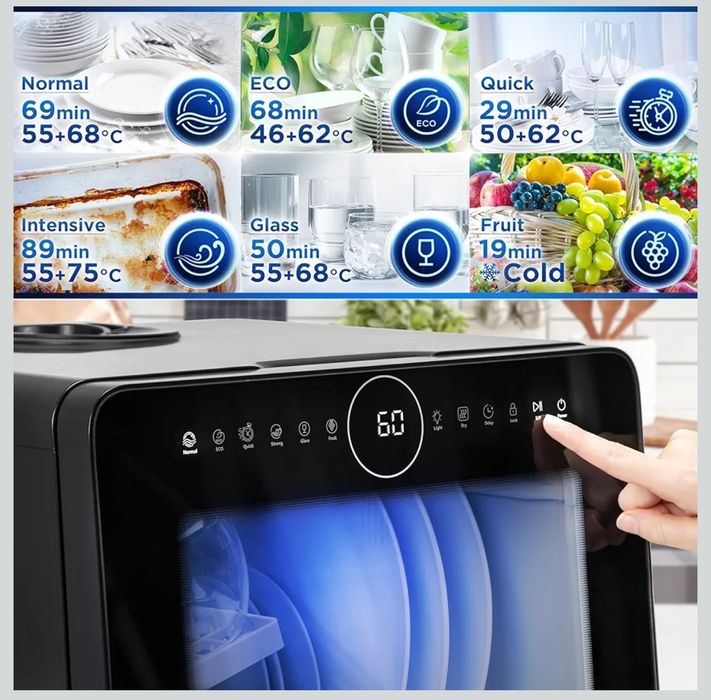 Duronic DW5 BK Съдомиялна, с 6 програми. Компактен дизайн.