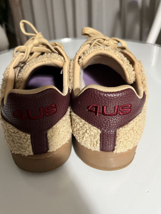 Sneakers cu blana din piele intoarsa