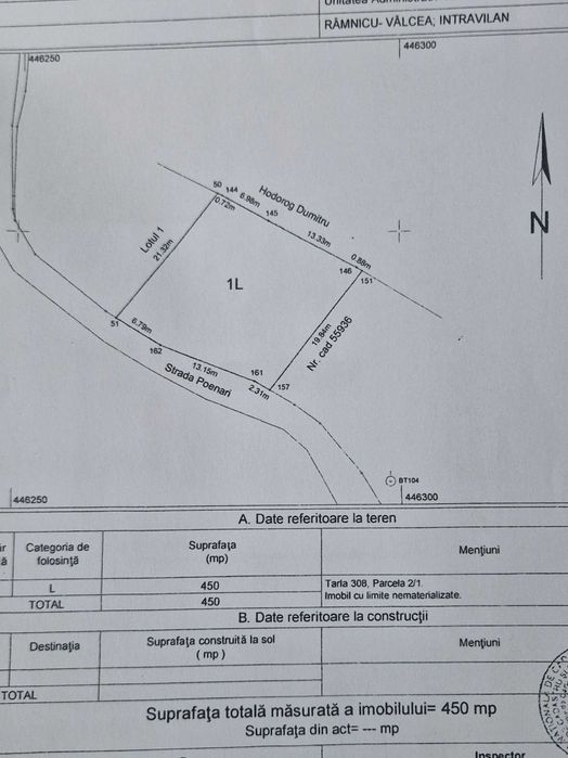 Teren Poenari - Râmnicu Vâlcea  450 sau 900 mp intravilan