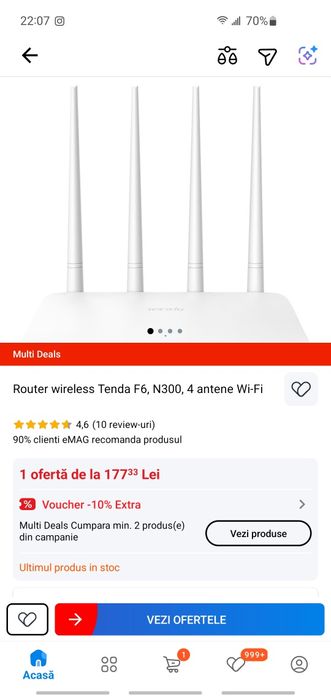 Router Tenda F6 N300 4 in 1, nou