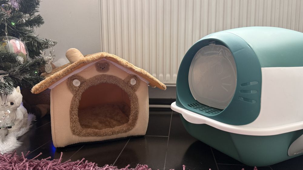 Set Casuta si LITIERA complet inchisa pentru pisici si  lopata