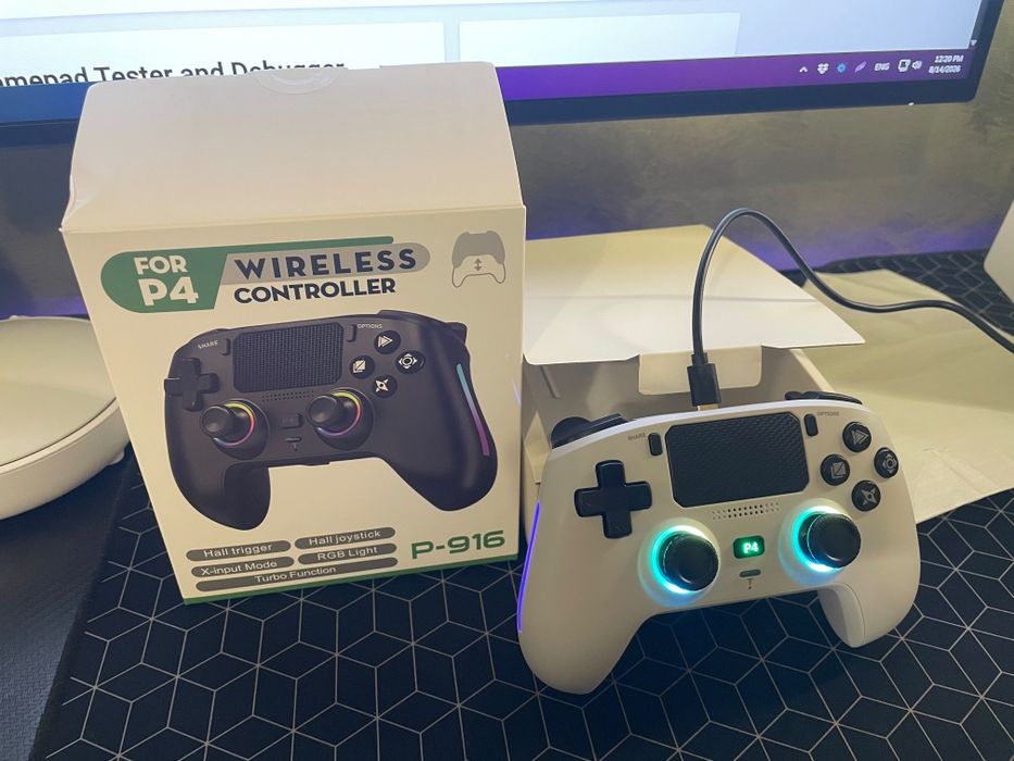 Controller wireless P916 pentru PS4 – Hall Effect – RGB