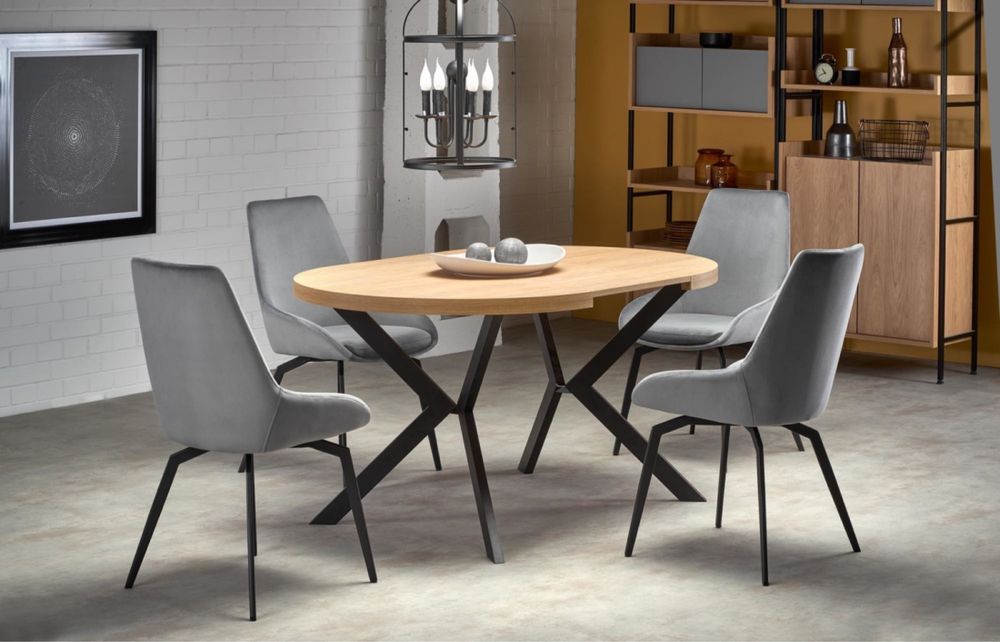 Трапезна маса Peroni златен дъб с черни крака