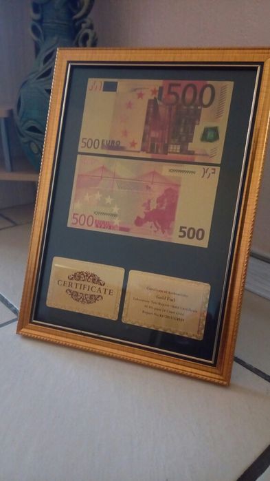 500 Евро Златни банкноти в рамка + сертификати