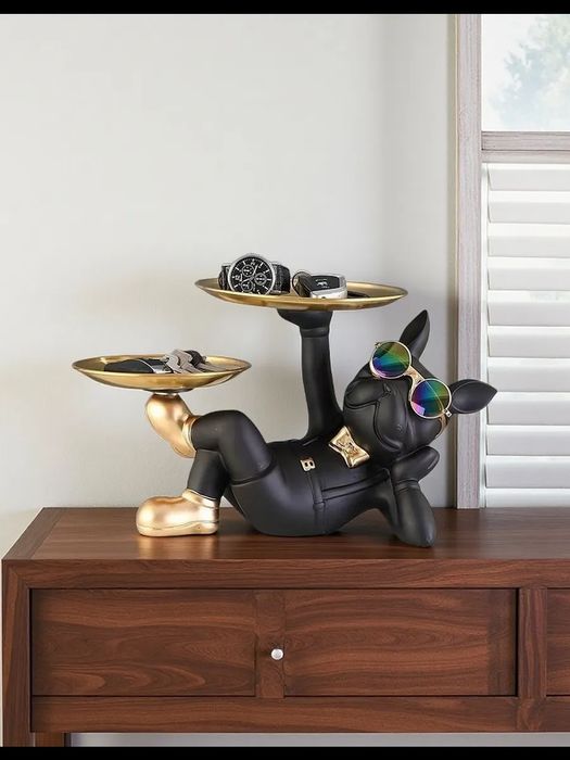 Статуэтка французский бульдог с подносом, декор