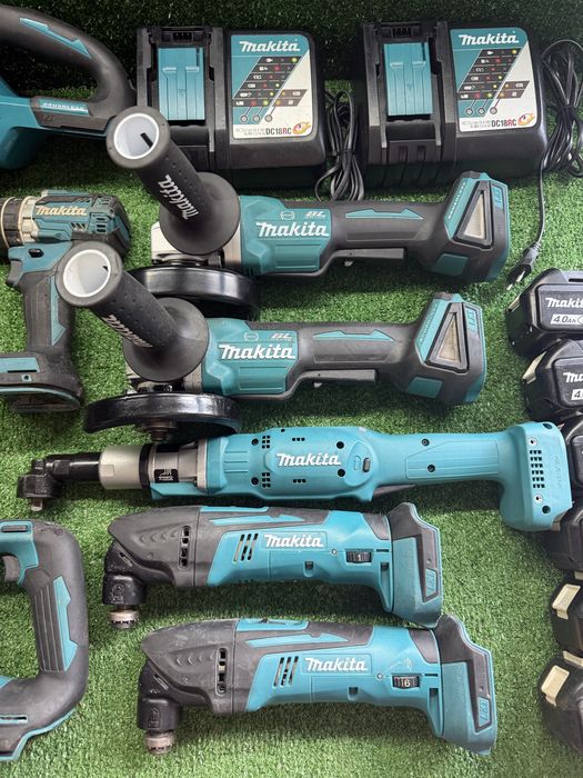 Makita 18v ъглошлайф/винтоверт/прахосмукачка/лампа/батерии/зарядно