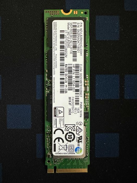 SSD 256 GB m2, Samsung PM981 NVMe