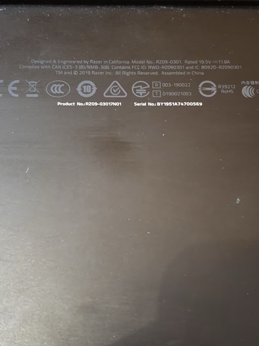 Razer Blade 15 • i7-9750H• Rtx 2070• 240 Hz • Fara: Baterie , incarcator, ram si ssd ( Model RZ09-030)