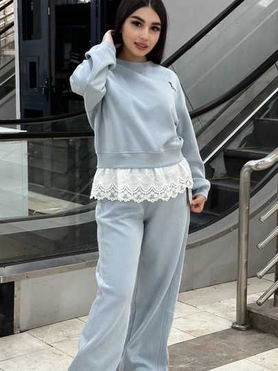 Ayollar uchun ikki qismli kiyim to'plami to'rli – qulay sport kostyumi