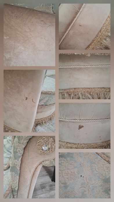 Диван с подушками в нормальном состоянии.