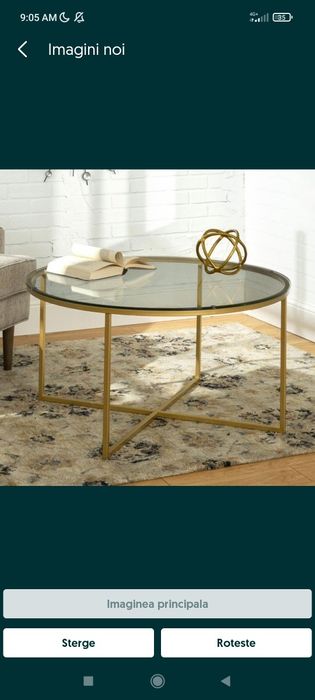 Masa masuta cafea metal blat sticla securizata