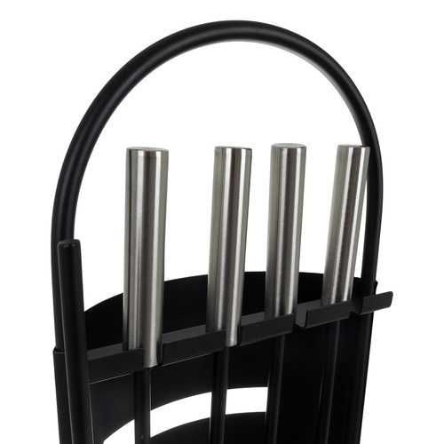 Комплект луксозни аксесоари за камина и печка на дърва-5в1 със стойка