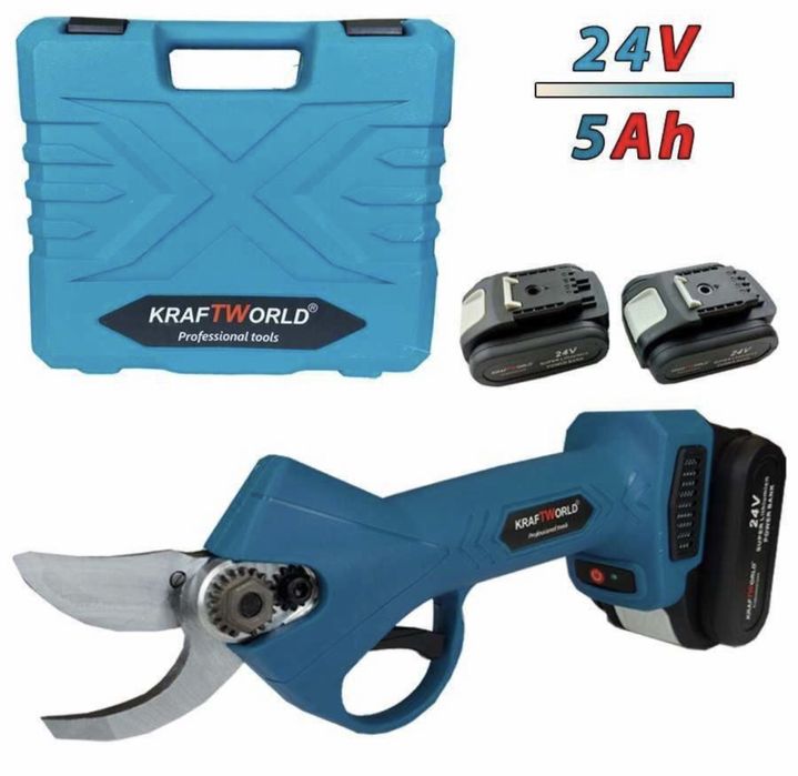 Акумулаторна градинска лозарска ножица KRAFT WORLD 24V,5Ah Германия 2