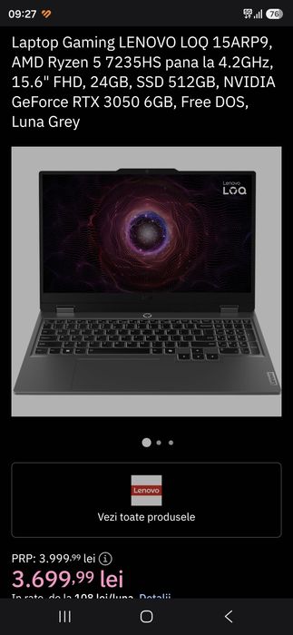Vand Laptop Lenovo Gaming