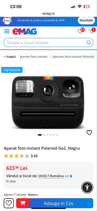 Aparat foto instant Polaroid Go gen 2 + cartus film