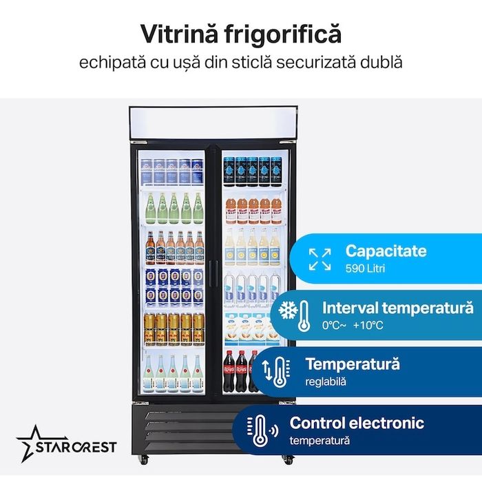 Професионална хладилна витрина с 2 врати, 590 л,STARCREST SPS-2D590DC