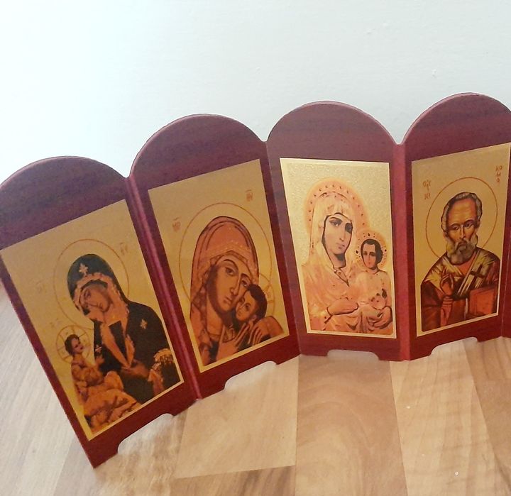 Златиста икона на Св Николай Чудотворец  и Ламинирана иконаСв.Марина