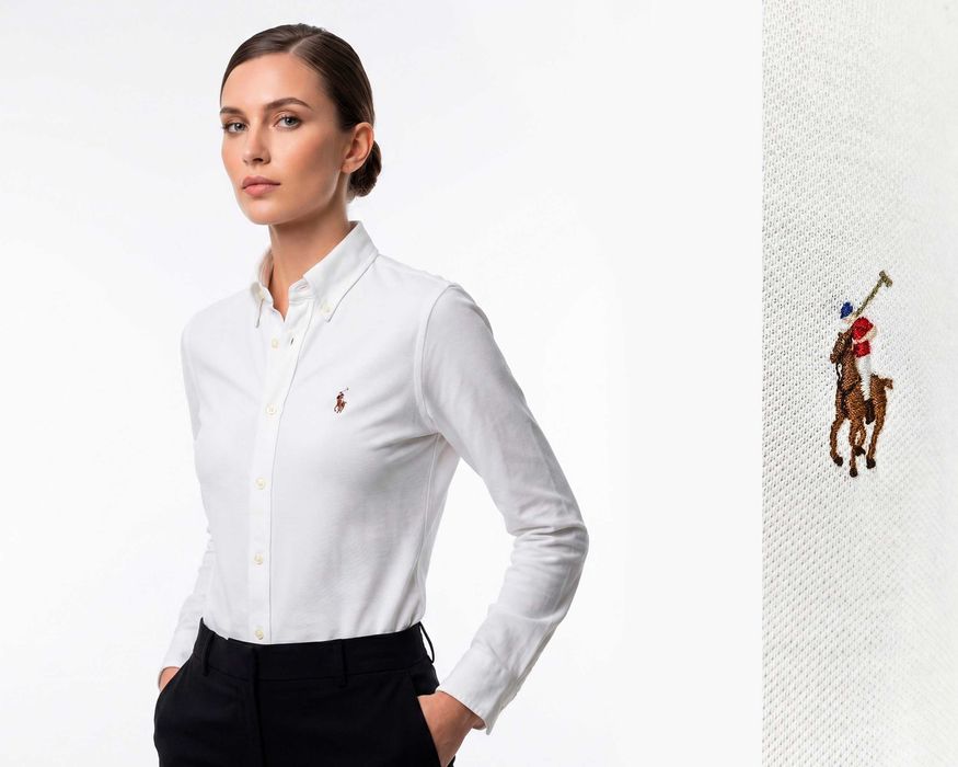 Ralph Lauren Knit Oxford Оригинална дамска бяла риза размер L