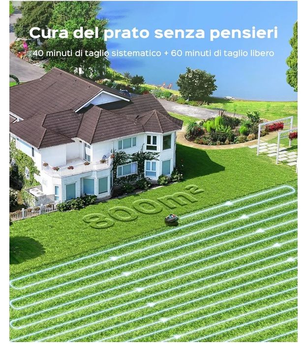 Mașină de tuns iarba robotizată fără fir YARDCARE V3 | Navigație vizuală, DetectareA  obstacolelor, Control prin aplicație, 50 dB, Benzi magnetice