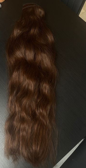 Светлокестенява естествена индийска коса 70см 200гр