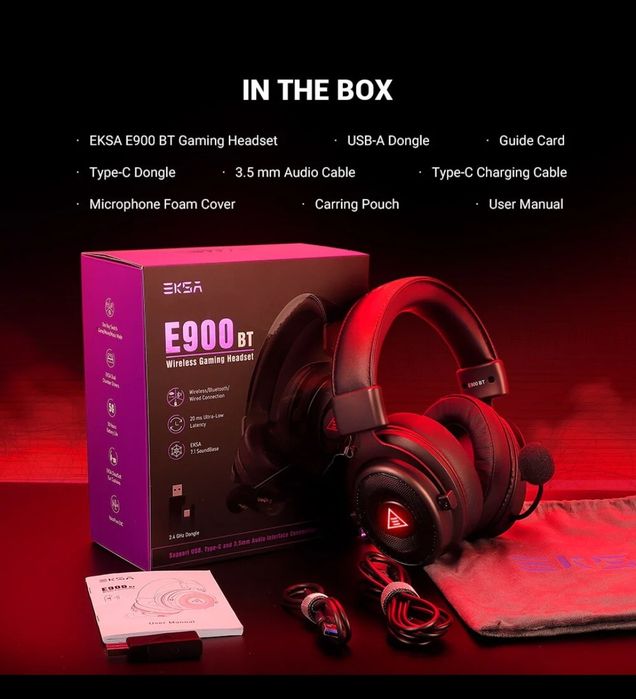 EKSA® E900 BT Безжични геймърски слушалки